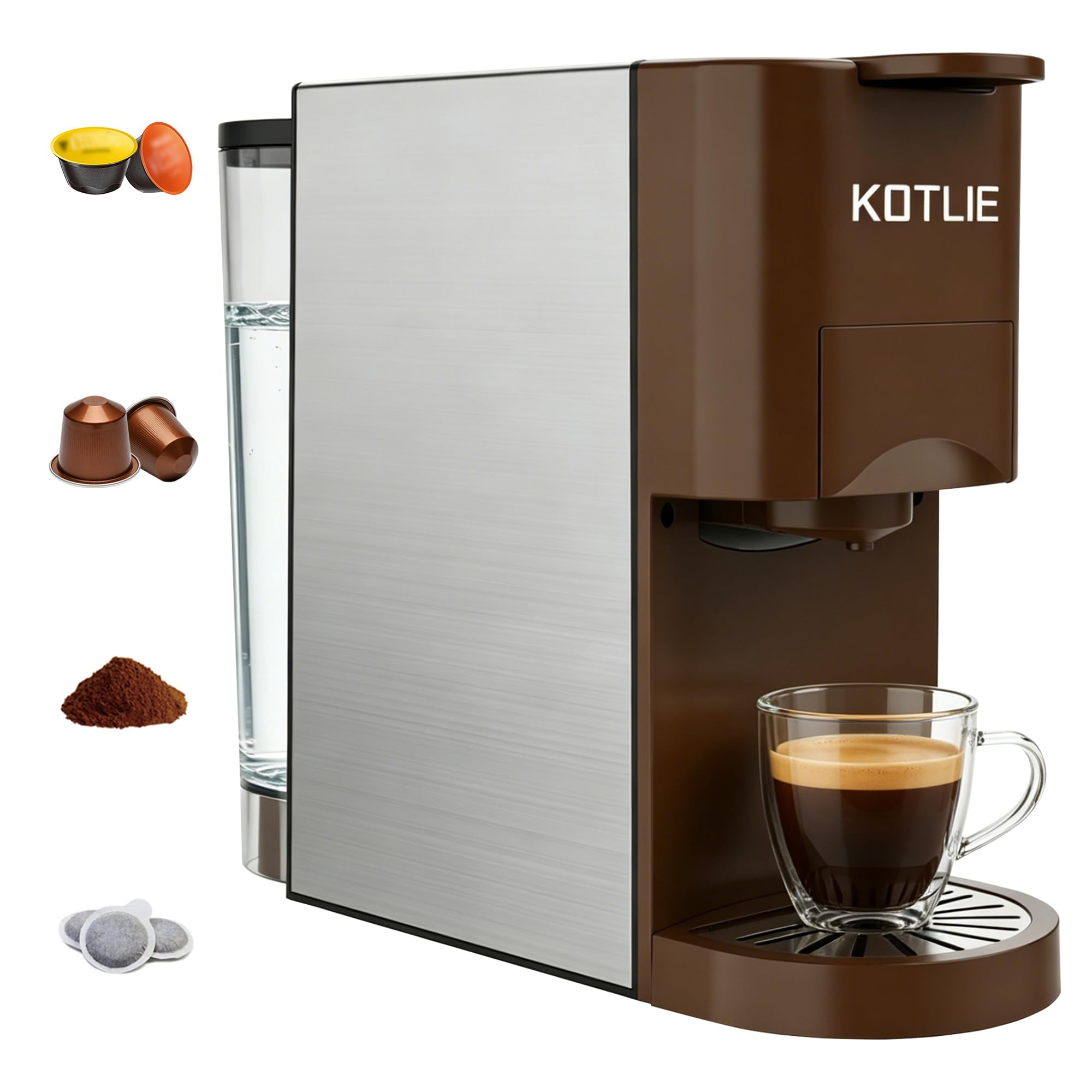 19 Bar Espresso 4 in 1 Coffee Capsules for Dolce Gusto/Nespresso Original/Ground/ESE Pods(44mm) AC-513K
