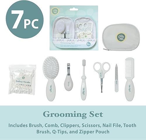 Miniatura 3 de Little Me Juego de aseo para bebés, kit esencial de 8 piezas con cepillo, peine, cortauñas, lima de uñas, cepillo de dientes, hisopos de seguridad y