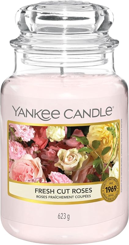 Yankee Candle Vela perfumada en tarro grande, rosas recién cortadas, hasta 150 horas de combustión