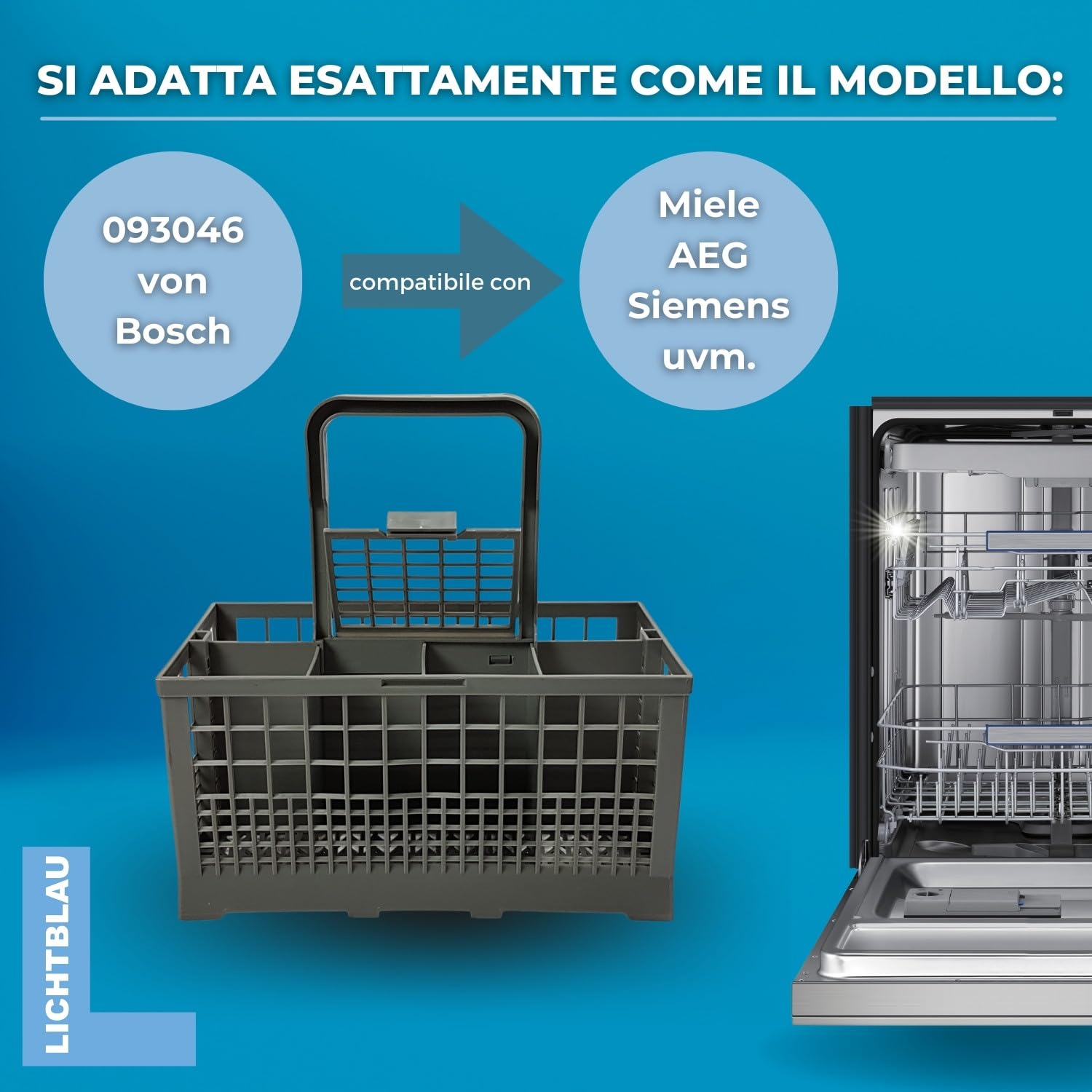 Cestino Posate Per Lavastoviglie Lichtblau - 240x140 Mm Grigio Universale