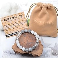 Vista 609 de MASSIVE BEADS Pulsera elástica de yoga hecha a mano con piedra natural, cristal curativo, energía, regalos para adultos unisex de 0.157 in, 0.236
