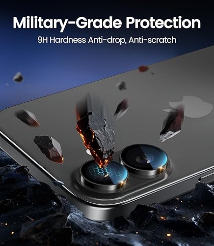 Vista 5 de PandaShield Protector de pantalla de lente de cámara para iPhone 16/iPhone 16 Plus-Negro (paquete de 2)