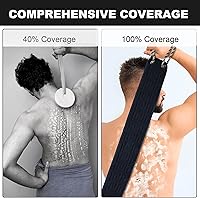 Vista 3 de OWIIZI Exfoliante de espalda para ducha, paño de doble cara con asas antideslizantes para uso en la ducha, exfoliante corporal, toalla de lavado