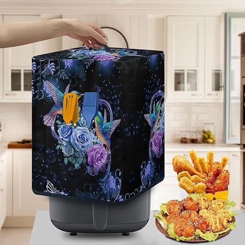 Miniatura 4 de Hinthetall Hummingbird Rose - Funda para freidora de aire, funda protectora rectangular con bolsillo de almacenamiento y asa para olla a presión