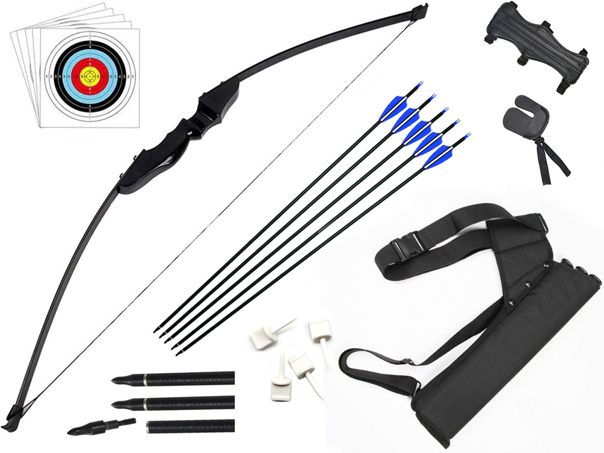 Dostyle Takedown Recurve Bow and Arrow Set Outdoor Archery Hunting Shooting Target Practice Training Longbow with Arrow Quiver (40 LB)