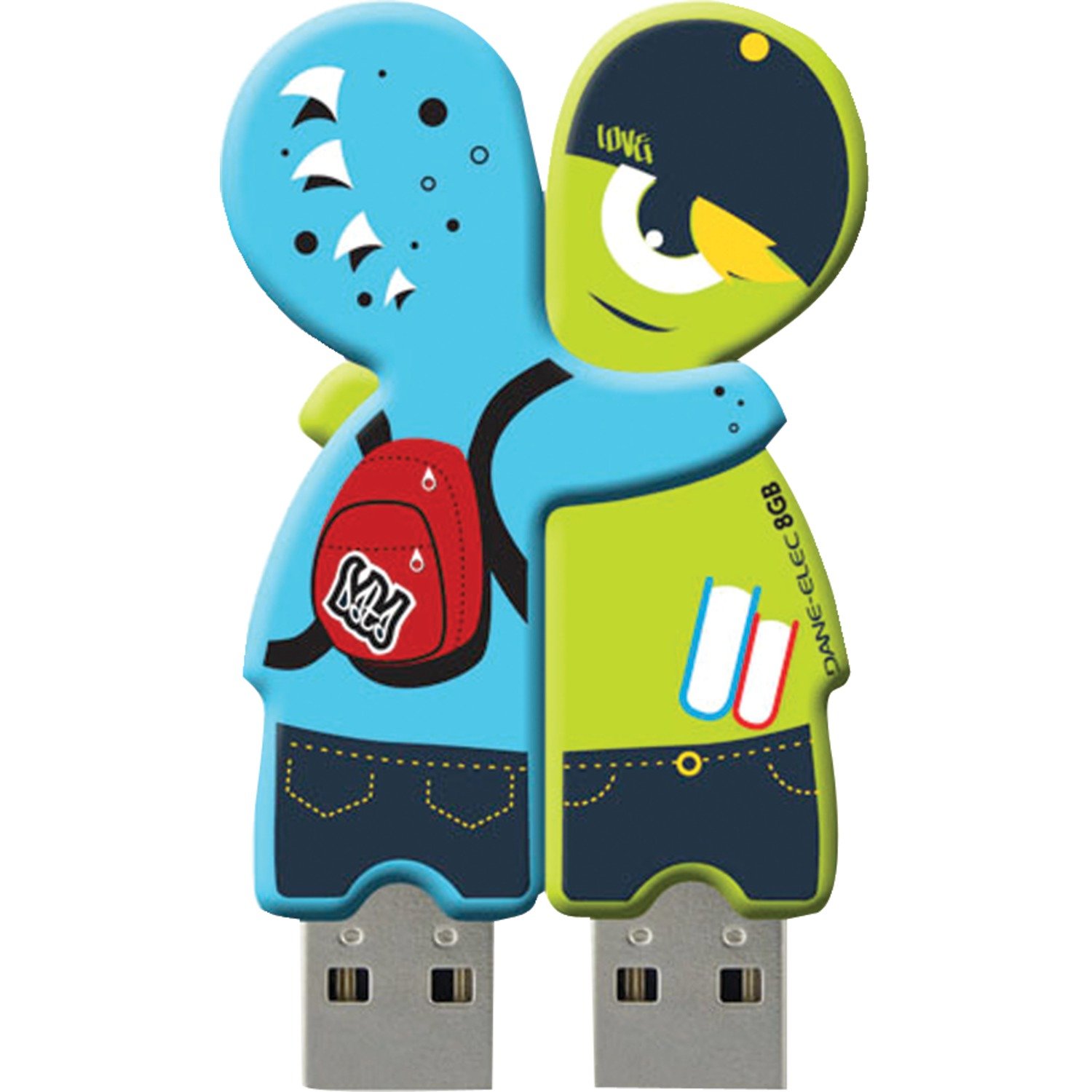 Dane-Elec 4GB USB Sharebytes Flash Drive, 2 Pack, Monster (DA-Z04GSBK5-C)