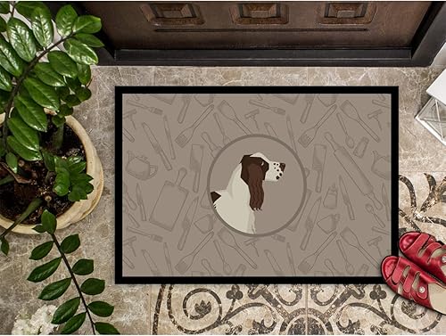 Miniatura 3 de Caroline's Treasures CK2184JMAT Springer Spaniel Inglés in The Kitchen - Tapete para puerta delantera, 24 x 36 pulgadas, para interiores y