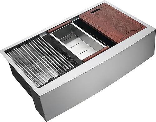 Miniatura 10 de VEVOR Fregadero rústico de 30 pulgadas, fregadero de cocina de acero inoxidable 304, fregadero de cocina de montaje superior con repisa y