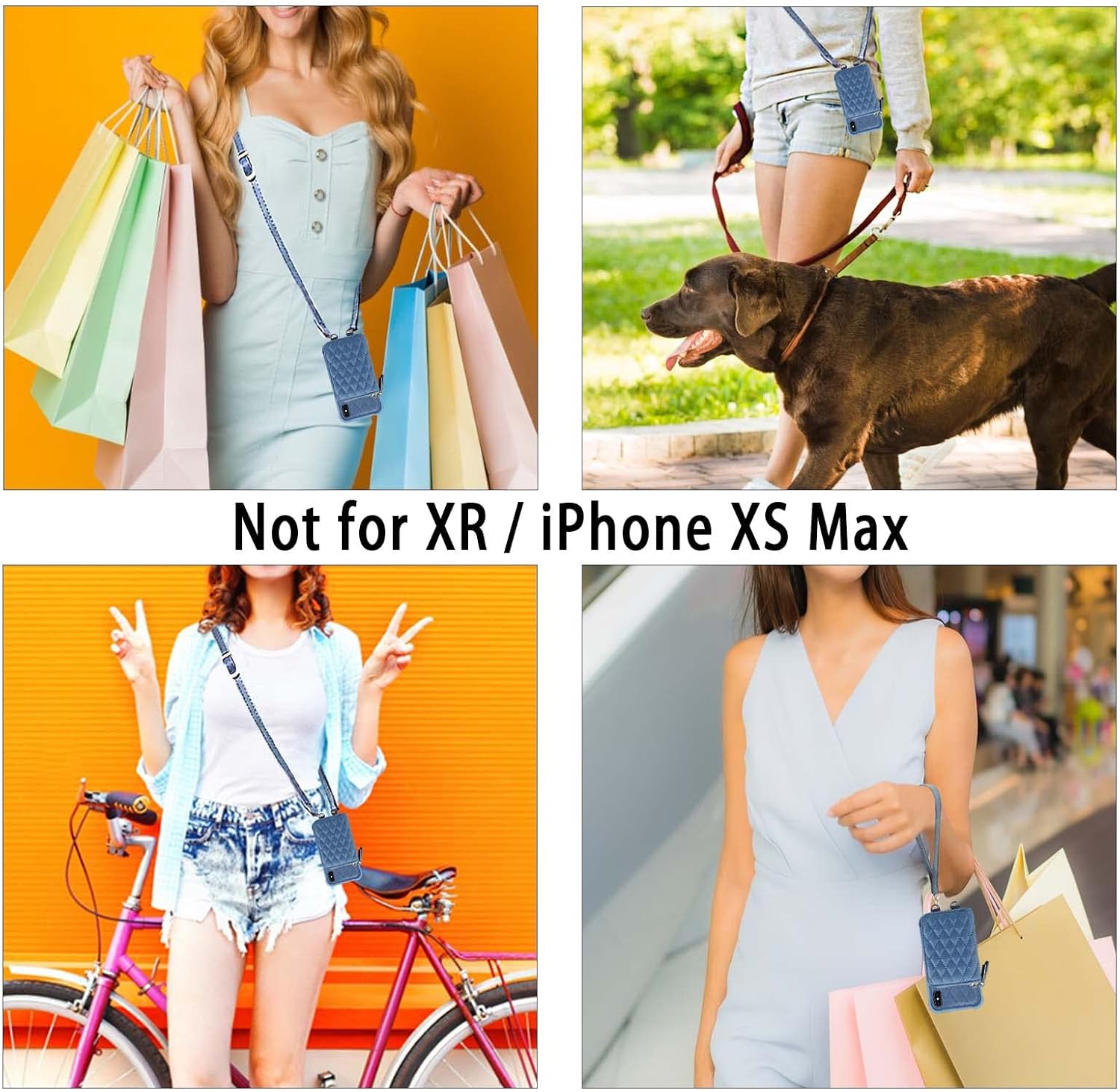 MONASAY Zipper Wallet Case Fit for iPhone X/XS,[Glass Screen Protector ][RFID Blocking] Flip Leather Handbag Phone Cover with Card Holder and Detachable Crossbody Shoulder Lanyard Strap, Light Blue