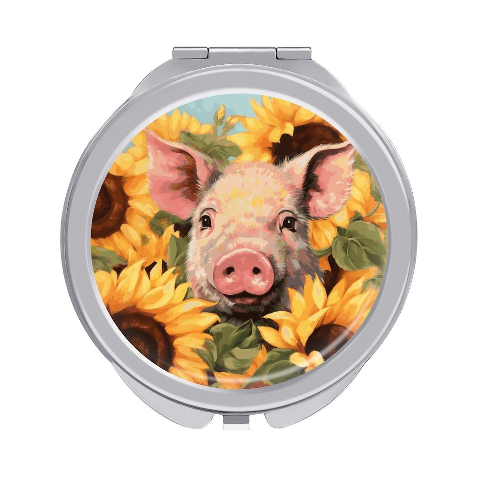 LDGSUPH Smiling_77725070 Travel Makeup Mirrors Portable Compact Mirror Double-Sided 2X/1X Magnifying Folding Pocket Mirror Mini Round Handheld Mirrors for Home Outdoor
