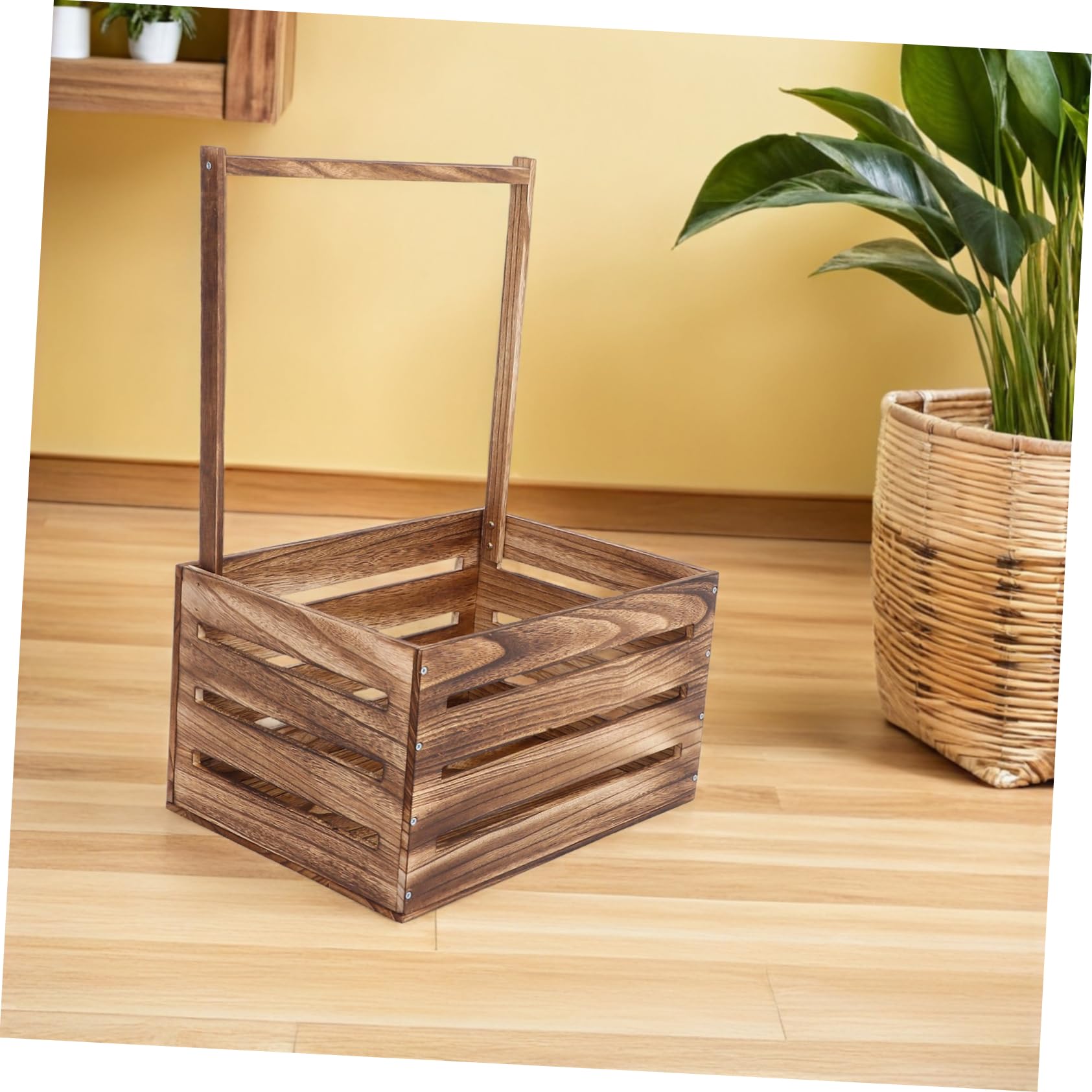Cesta de Madera con Asa para Baby Shower y Recién Nacidos