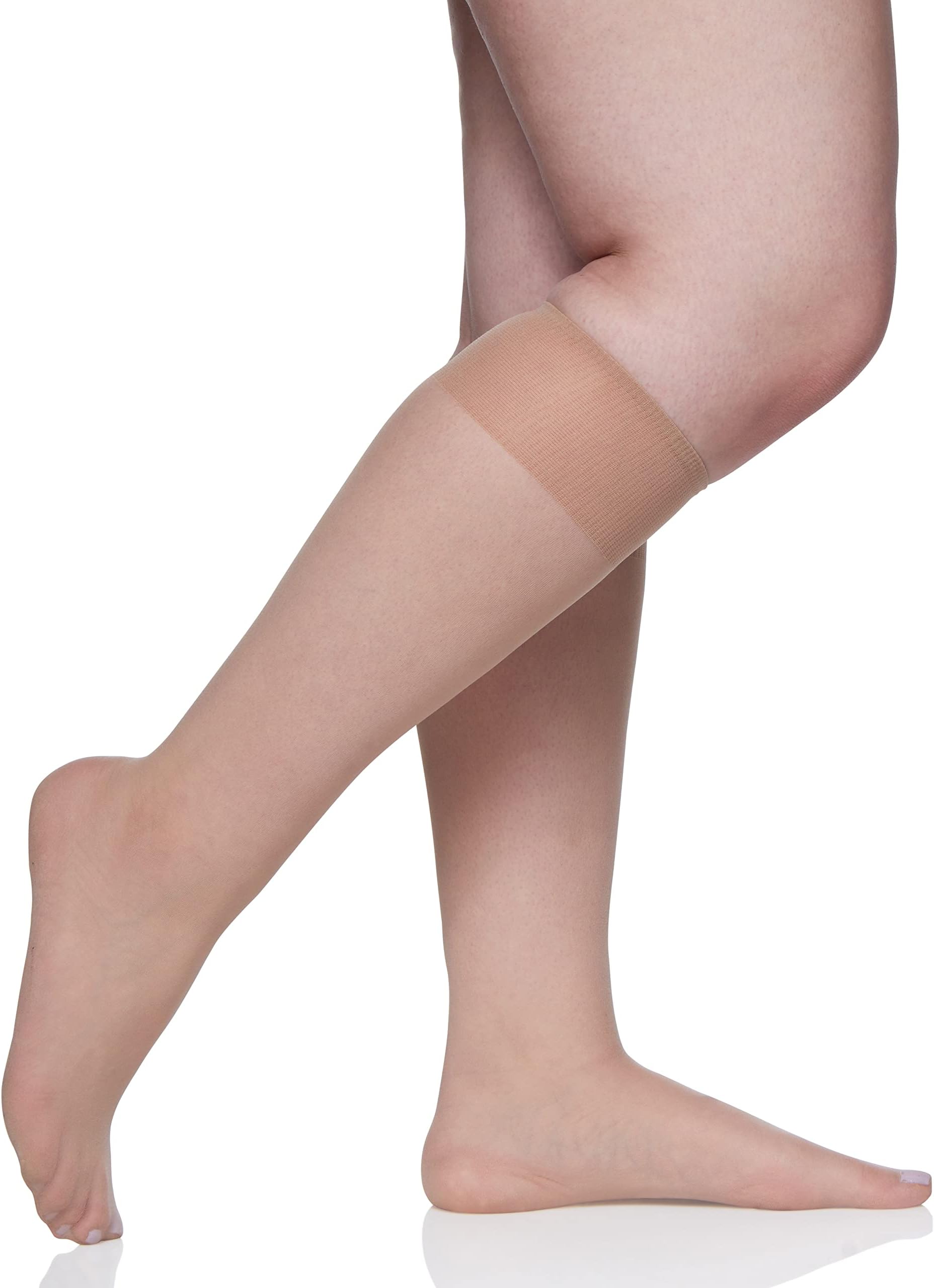 Berkshire Women's Plus 3-Pack All Day Sheer Knee High Queen Size with Sandalfoot Toe