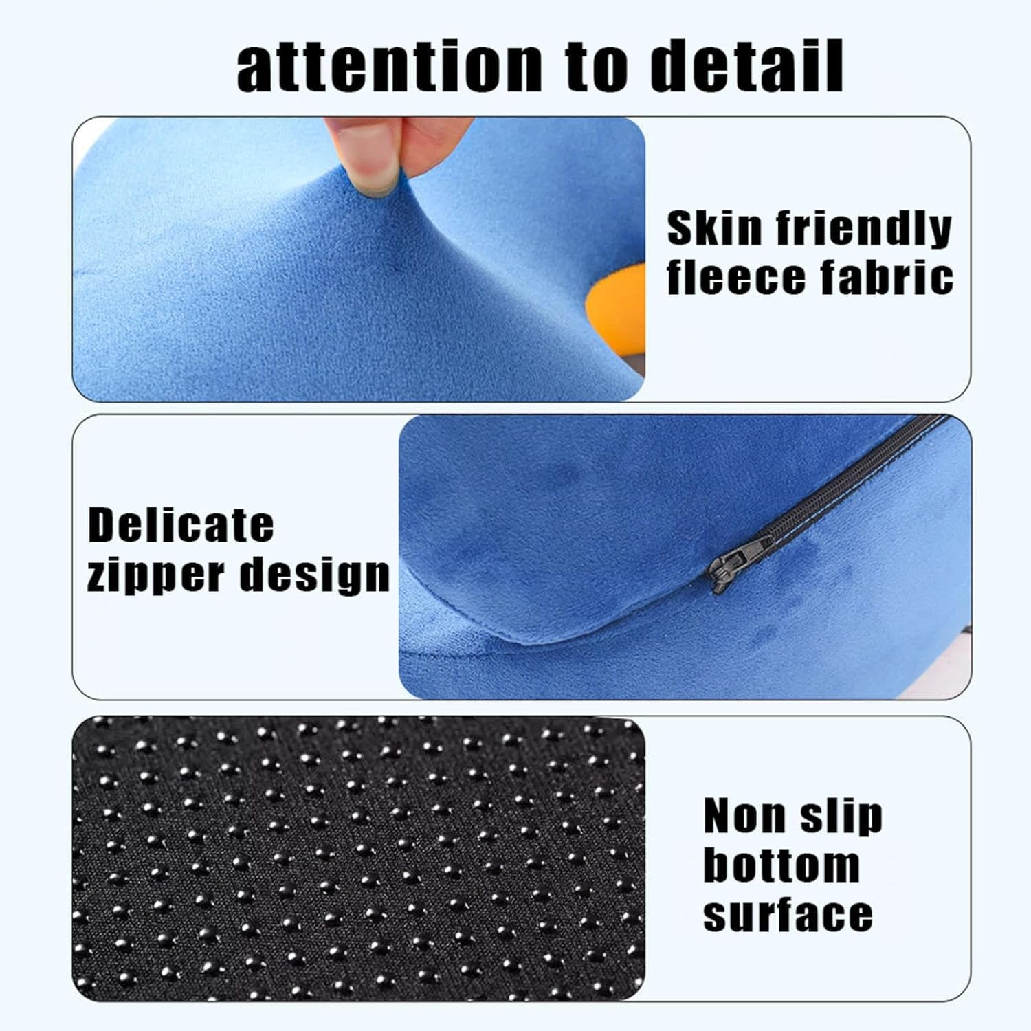 Almohada ergonómica de espuma viscoelástica, cremallera desmontable, transpirable, diseño antiestrés para oficina, coche y viajes, gran soporte de cadera y cintura