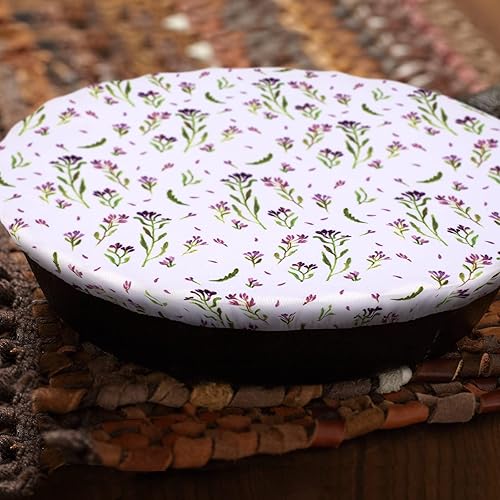 Miniatura 5 de Patelai 10 fundas reutilizables para tazones en 5 tamaños, tela elástica, fundas elásticas para tazones de almacenamiento de alimentos, tapas de