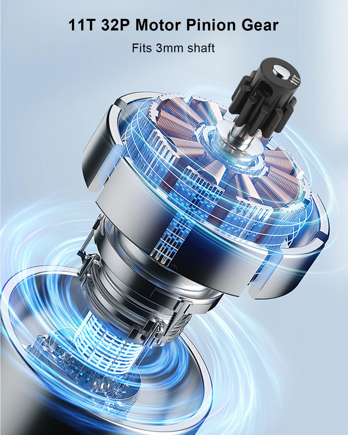 11T Motor Pinion Gear Fit for Traxxas TRX4 TRX-4 TRX-6 RC Crawler Car Slash 4x4, 32P 32-Pitch Pinion Gear Replace 6747, Hardened Steel Upgrade Parts