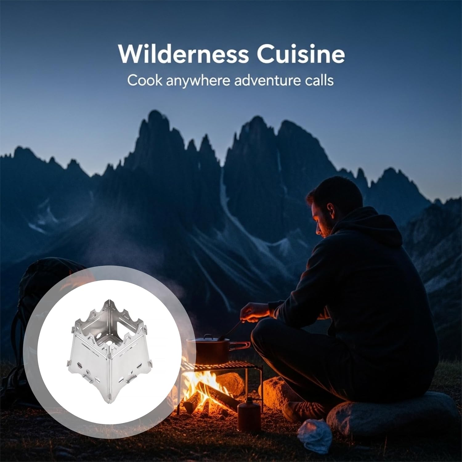 Portable Stainless Steel Wood Burning Stove, Folding Camping Backpacking Stove, Lightweight Outdoor Gear For Hiking Bbq, Yard, Patio, Picnic