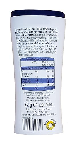 Miniatura 5 de süssli Suessli - Tabletas edulcorantes alemanas 1200 unidades en dispensador, receta sin lactosa, importado de Alemania