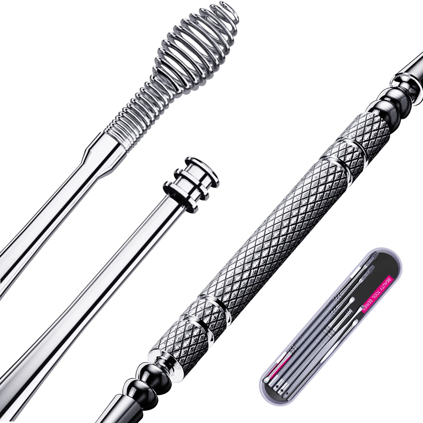 Ohrenschmalz Entferner,Ohrenreiniger,Ohrenreiniger Set,Edelstahl Spirale Ohrreiniger,Ohrlöffel,Ohrenschmalz entfernung/Ohrenreinigung, Ear Cleaner für Erwachsene,mit Aufbewahrungskiste(Silber)