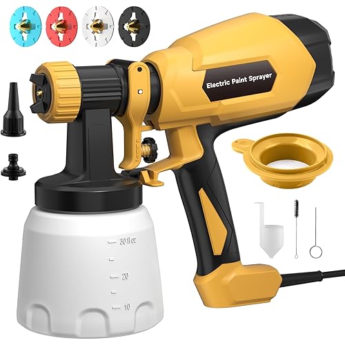 HVLP Paint Sprayer, Electric Spray Paint Gun, 3 Modes & 4 Barss Nozzles, with Cleaning & Blowing Joints, Variable Flow Control, for Doors, Fences, Furniture, Wall, Cabinet, Garden Chairs, etc.