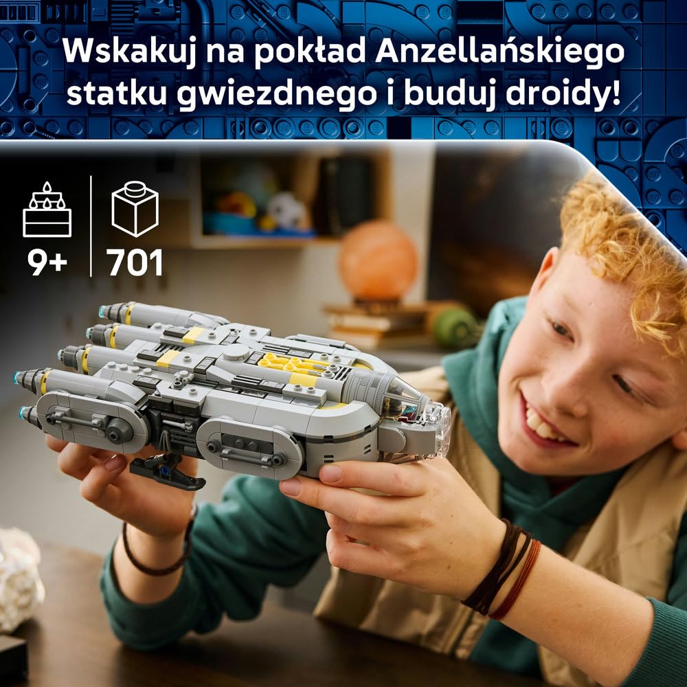 LEGO Star Wars Anzellański statek gwiezdny 75445 | Zabawka dla 9-latka, Grogu i 2 figurki Anzellanów, prezent Star Wars, klocki dla chłopca i dziewczynki, 701 elementów