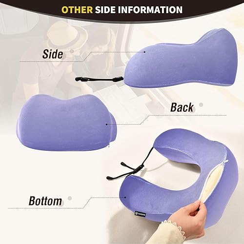 Miniatura 4 de UMIRIKO Almohada de viaje degradada azul oscuro para cama de viaje de automóvil, almohada de apoyo para el cuello en forma de U de espuma