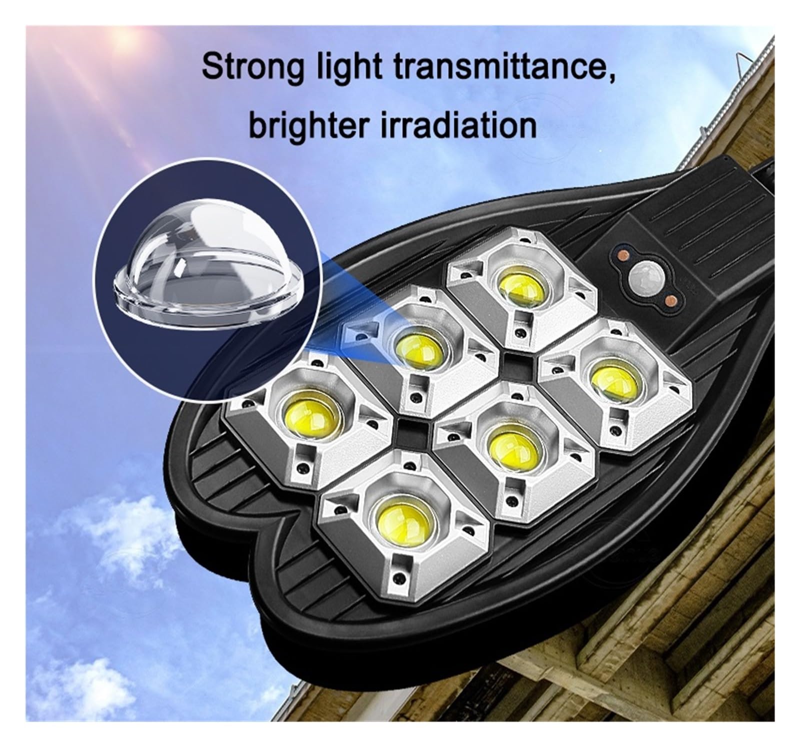 Solarna lampa uliczna, 3000W zewnętrzna lampa słoneczna LED 3 tryby wodoodporna lampa słoneczna 300COB oświetlenie ogrodowe pilot lampy uliczne z czujnikiem ruchu na ulice(Set A)