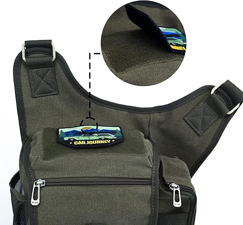 Miniatura 4 de Bolso de mensajero de lona vintage para hombre, bolso de mensajero de retazos de cuero en el pecho