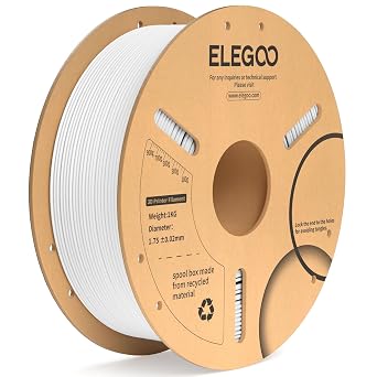 ELEGOO PLA Plus Filament 1.75mm White 1KG, PLA+ Tougher and Stronger 3D Printer Filament Pro Dimensional Accuracy +/- 0.02mm, 1kg Spool2.2lbs Fits for Most FDM 3D Printers