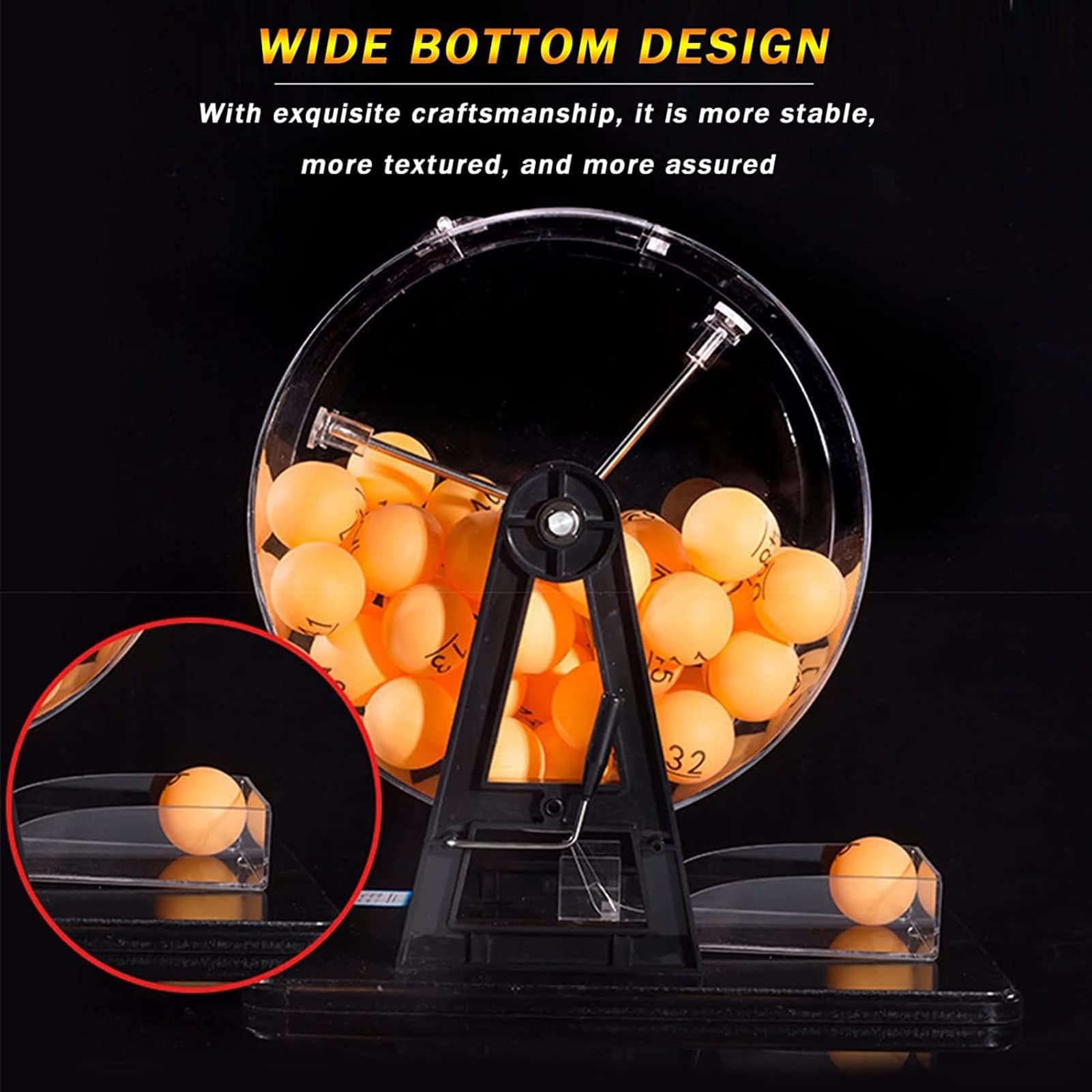 Selector de lotería, máquina de lotería manual, juego de bingo de lujo con jaula de bingo, selector de número de bola de curado a mano, incluye jaula de bingo acrílico, bola de 100 piezas, fácil de