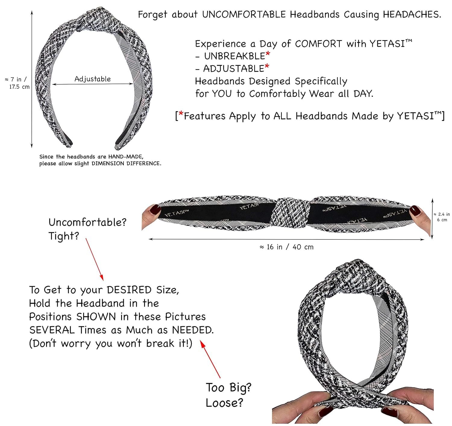 Chunky Denim Head bands Adult Women Light Blue is Trendy. Headbands for Women are Long Lasting. Jean Knotted Headband is a Top Knot Head band Girls Fashion Designer for Hair image 3