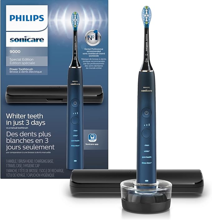 Philips Sonicare Diamondclean 9000 Special Edition Rechargeable Toothbrush, Blue/black Hx9911/92