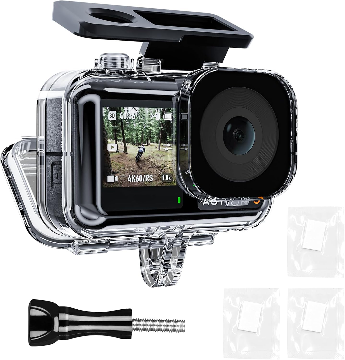 196FT/60M Waterproof Case Compatible for DJI Osmo Action 5 Pro Action 4 Action 3,Underwater Diving Protective Cover Cage Shell Accessories Invisible Dive Housing for Action 5 Pro/4/3 Camera-picture-17