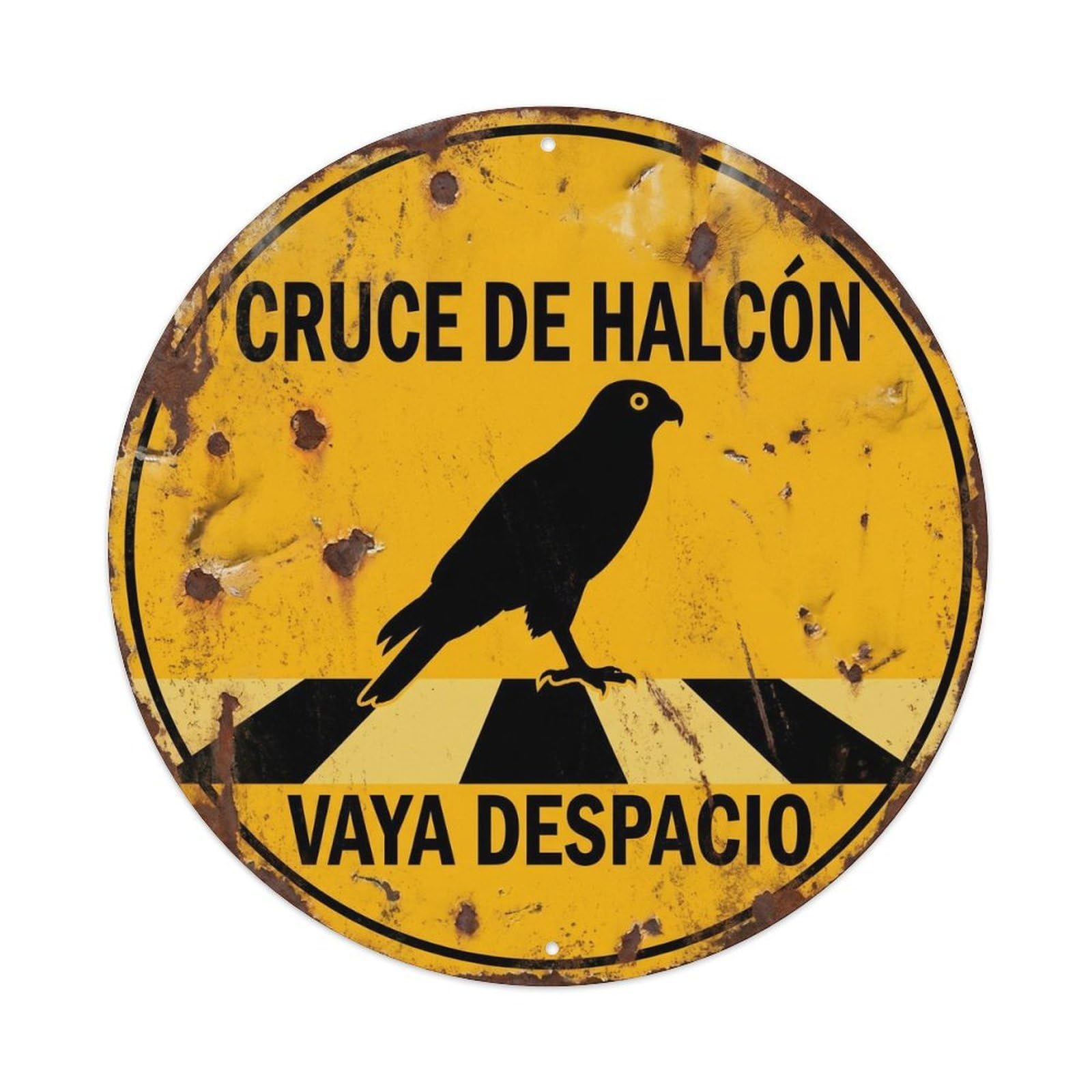 Metal Tin Sign Hawk Crossing Vaya Despacio Farmhouse
