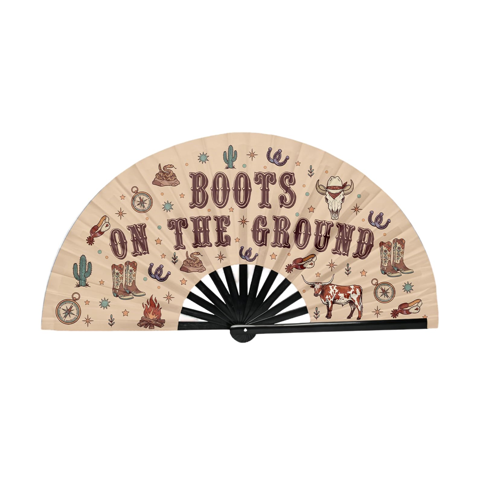 Fiwbnasz Dance Popping Folding Hand Fan, 14inch Boots on The Ground Rave Fans for Dancing, Hand Fan Foldable for Men, Women, Line Dancing Clacking Fans for Prty, Decoration, Festival