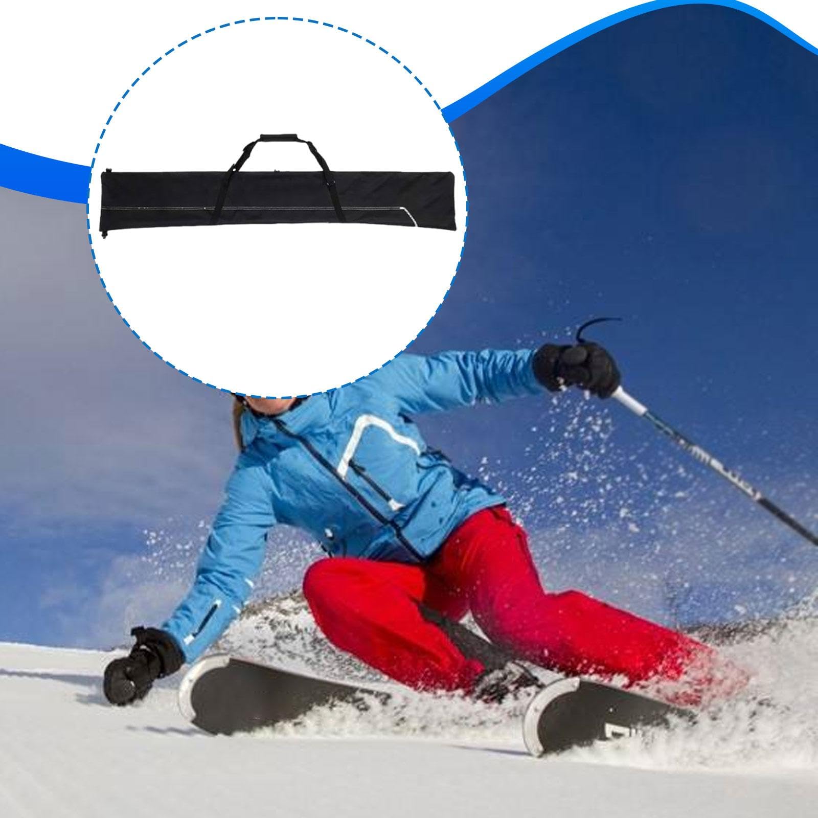 Housse à Skis Imperméable Tissu Oxford, Convient jusqu'à 200 cm (79 in), Compartiment pour Chaussures, Rangement Transport Snowboard Noir