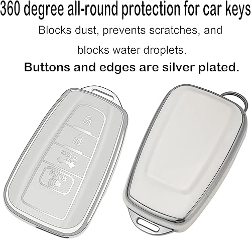 Miniatura 3 de Funda para llavero Toyota con llavero de cuero, TPU suave 34 botones Key Shell, compatible con RAV4 CHR Camry Corolla Highlander Sienna Avalon Prius