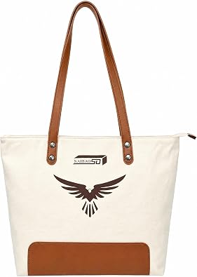 Canvas Tote Bag, Large Capacity Multipurpose Shoulder Shopping Bag with Inner Pockets and Zipper Pocket, Eagle Pattern Print for Work Shopping Travel