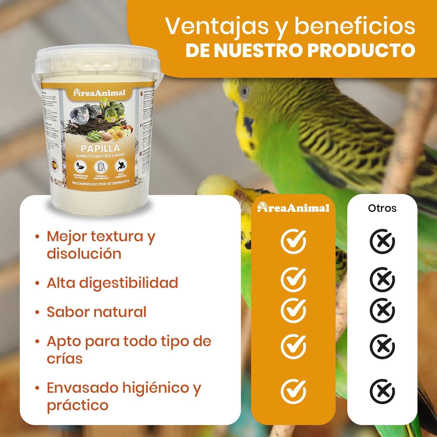 Papilla Pajaros 800G, Papilla Agapornis, Papilla para Jilgueros y Ninfas Papilleras, Alimento para Aves de Cualquier Tipo, Comida Agapornis, Comida Canarios... en Fase de Embuche