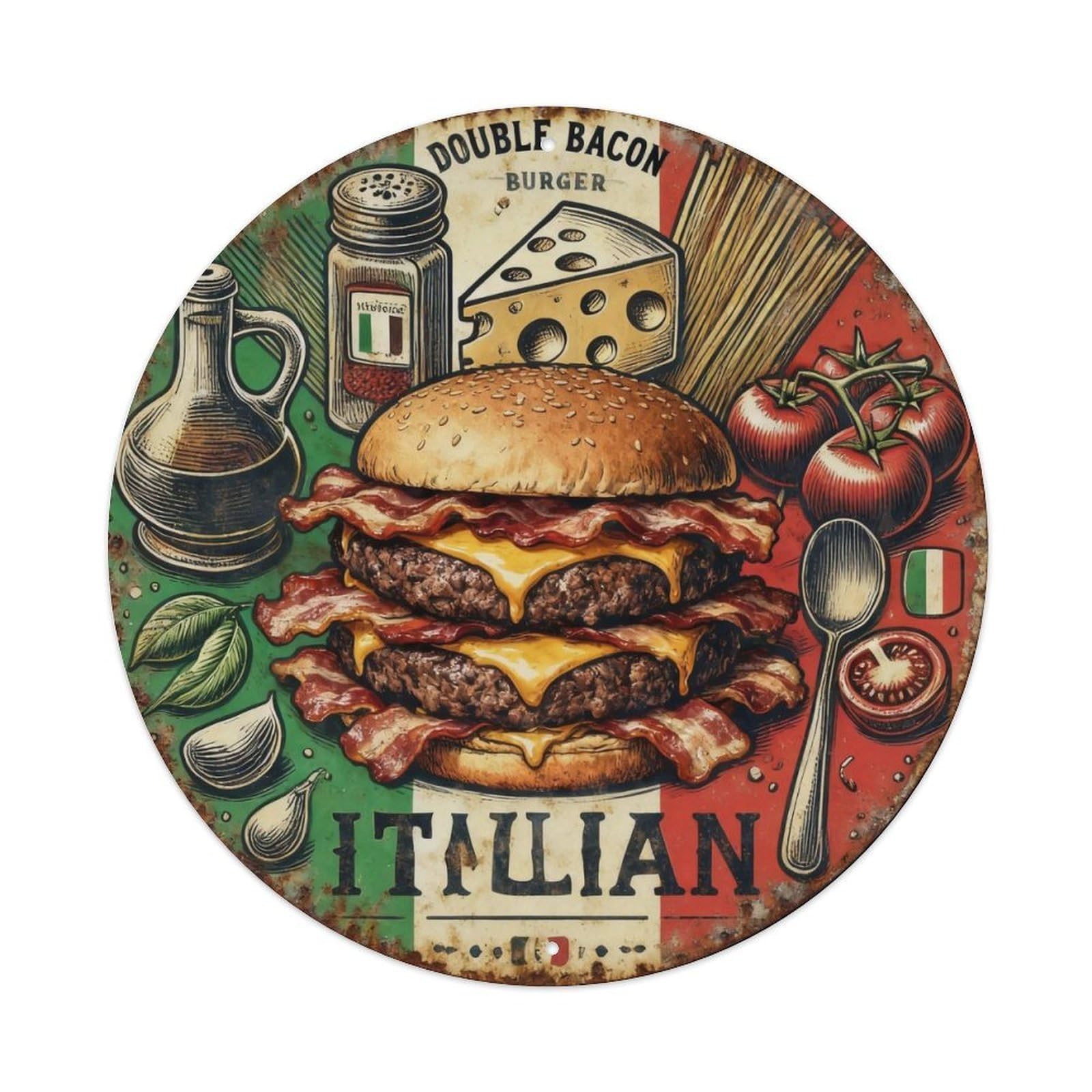 Double Bacon Burger Retro Tin Sign Metal Tin Sign Plaque