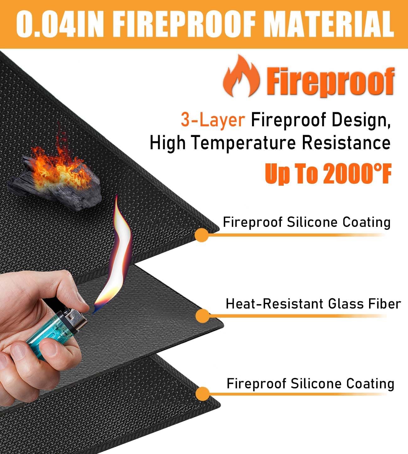 Grill Matt for Outdoor Grill Deck Protector Compatible with Blackstone Griddle Mat to Protect Deck and Patio, Fireproof Accessories Compatible with Blackstone Griddle, 48x36x0.04in, Black