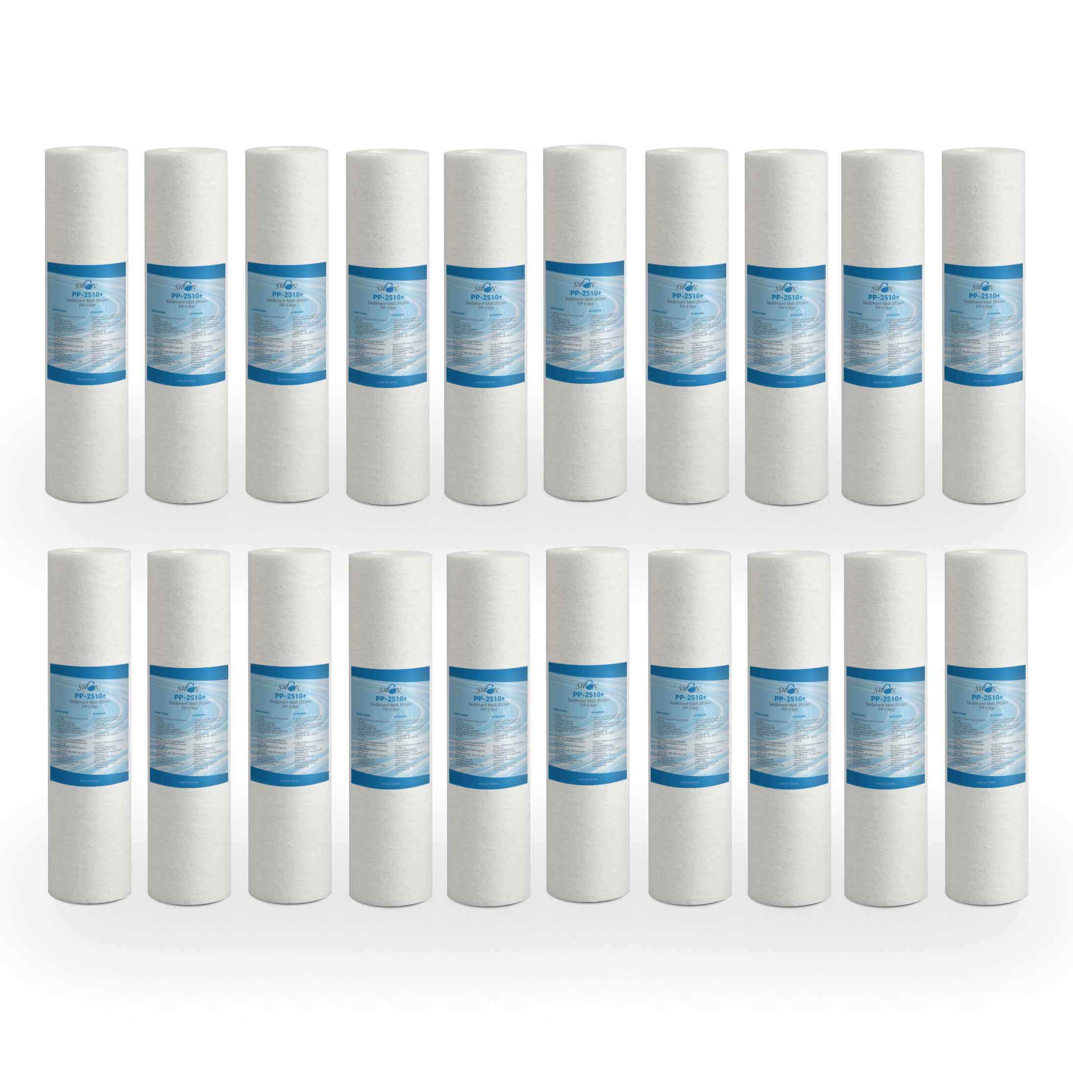 20x Filtro Agua para filtración de sedimentos, partículas e impurezas hasta 25 micras para carcasas estándar de 10”