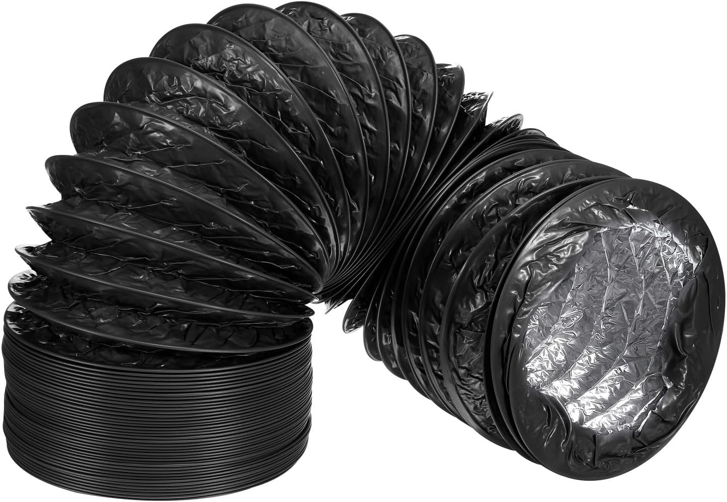 Portable AC Exhaust Hose 600CM 19.7FT Flexible Aluminum Fire Resistant Dryer Vent Ducting for HVAC Ventilation Heating Cooling Exhaust Black White Gray 6 (Black,16.5cm)