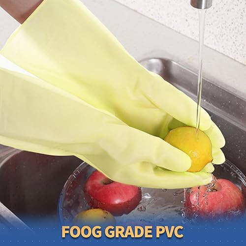 Miniatura 5 de BOOMJOY Guantes de limpieza de PVC, resistentes, para lavar platos, reutilizables, medianos, para cocina, baño, jardinería, trabajos o cuidado de