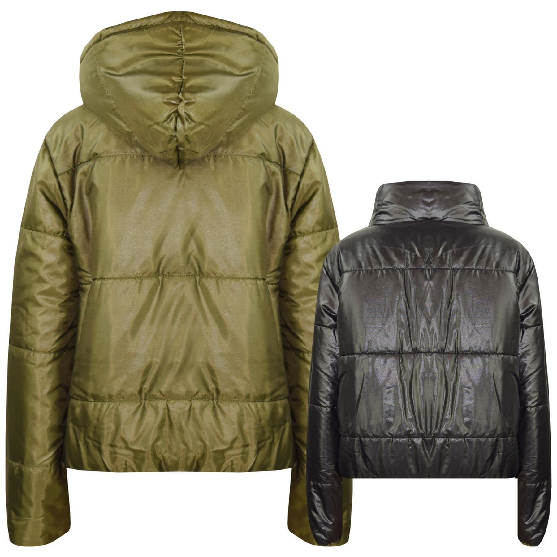 A2Z 4 Kids Dziewczyny Chłopcy Kurtka Dwustronna, Krótka, Z Kapturem, Wyściełana Podszewką Kurtki Puchowe - Reversible Jacket 492 Olive 13.