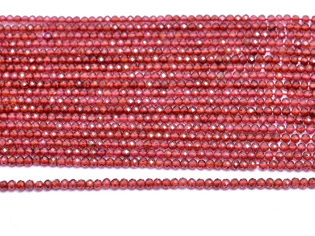 Naturalny kamień szlachetny AAA+ czerwony granat, 3 mm - 3,5 mm, fasetowane koraliki rondelle, półszlachetny kamień szlachetny, luźne koraliki do biżuterii, sznur 33 cm, B-1-726 (opakowanie 5 szt.)