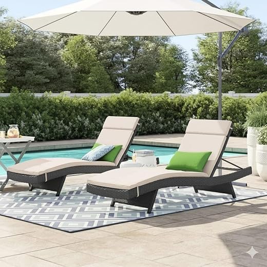 LOCCUS Outdoor Patio Recliner Lounger Chair Set of 2