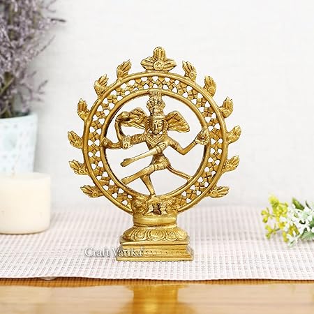 Brass Antique Shiva Nataraja Statue Religious Nataraj Dancing Showpiece Idol Home Temple Pooja Gifts Decor(Size: 6 Inch)