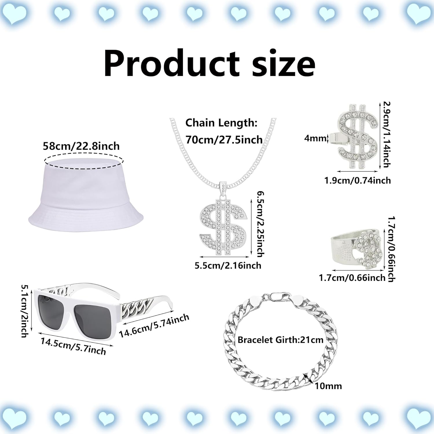 YMO 2000s Hip Hop Costume Kit, 80s 90s Rapper Costume Accessories Outfit for Men Women Old School Rapper Themed Party - Image 2