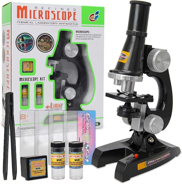 Zhichengbosi Microscope, 450x, 200x, 100x Beginner Microscope Set, Microscope with Experiment Kit