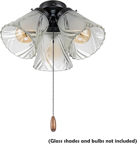 Miniatura 2 de Aspen Creative 22002-31 Kit de luces para ventilador de techo con cadena de tracción, bronce aceitado, 5-12 pulgadas de ancho